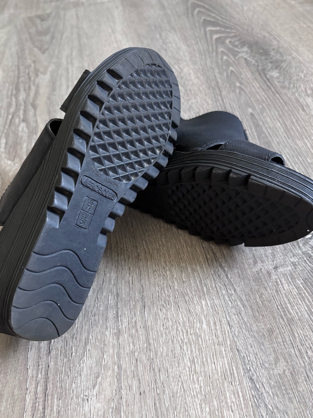 AEROSOLES Black Leather Open-Toe Slingback Sandals - Picture 3 of 5